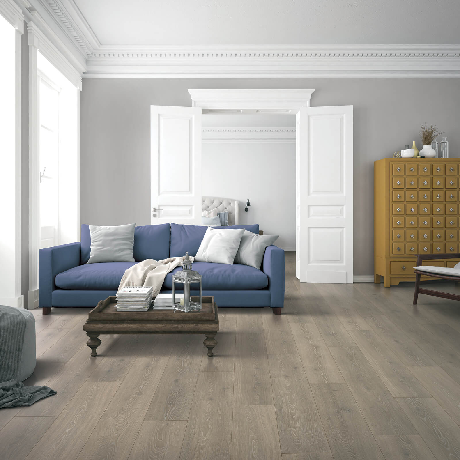 Laminate flooring in living room | Bobs Discount Carpet Inc